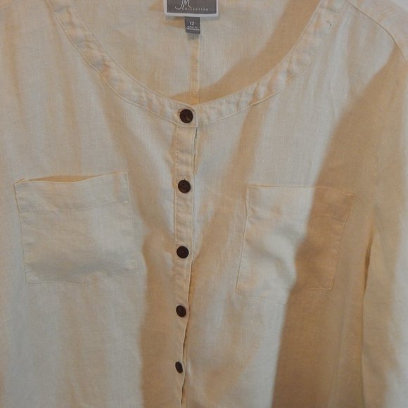 JM Collections 100% Linen Relaxed Button Shirt - Picture 2 of 7